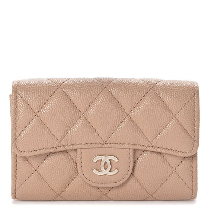 Chanel Caviar Quilted Flap Card Holder Wallet Beige 1 of 9
