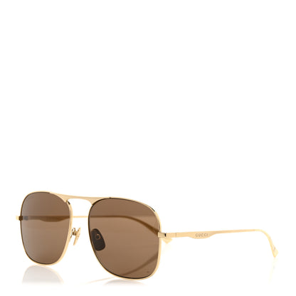 Gucci Square Aviator Sunglasses GG0335S Gold 1 of 8