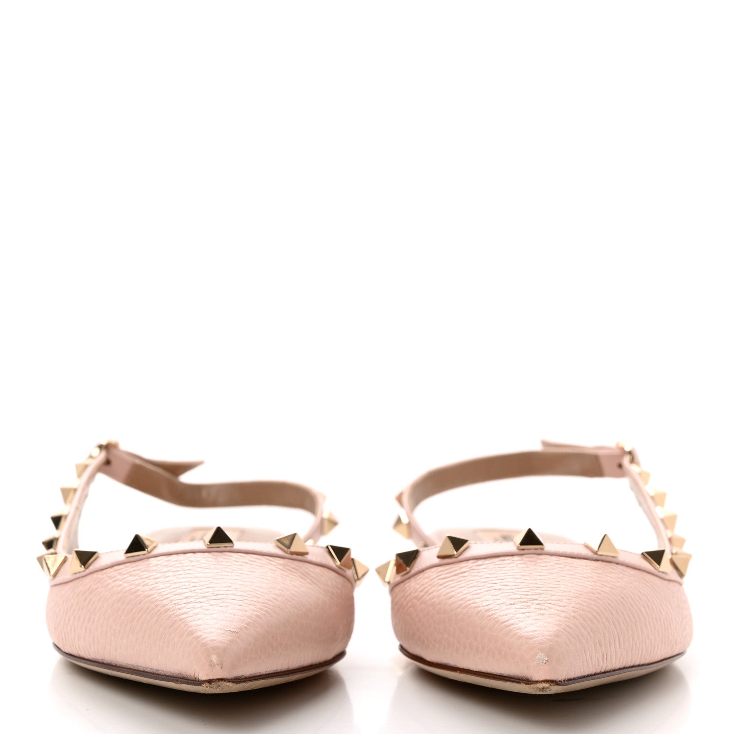 Valentino Garavani Pebbled Calfskin Rockstud Slingback Flats 39 Rose Quartz 2 of 11