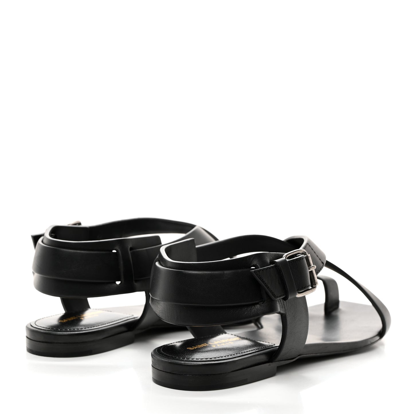 SAINT LAURENT Calfskin Gladiator Sandals 39 Black