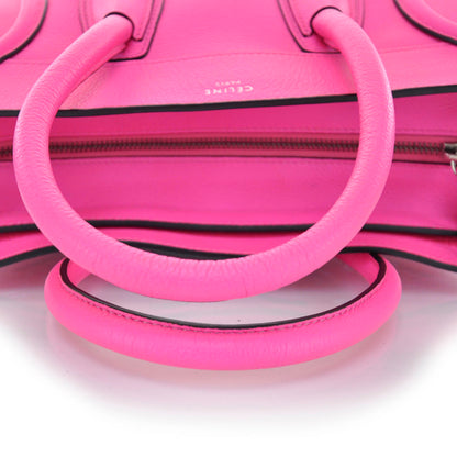 Celine Pebbled Leather Mini Luggage Fluo Pink 6 of 9