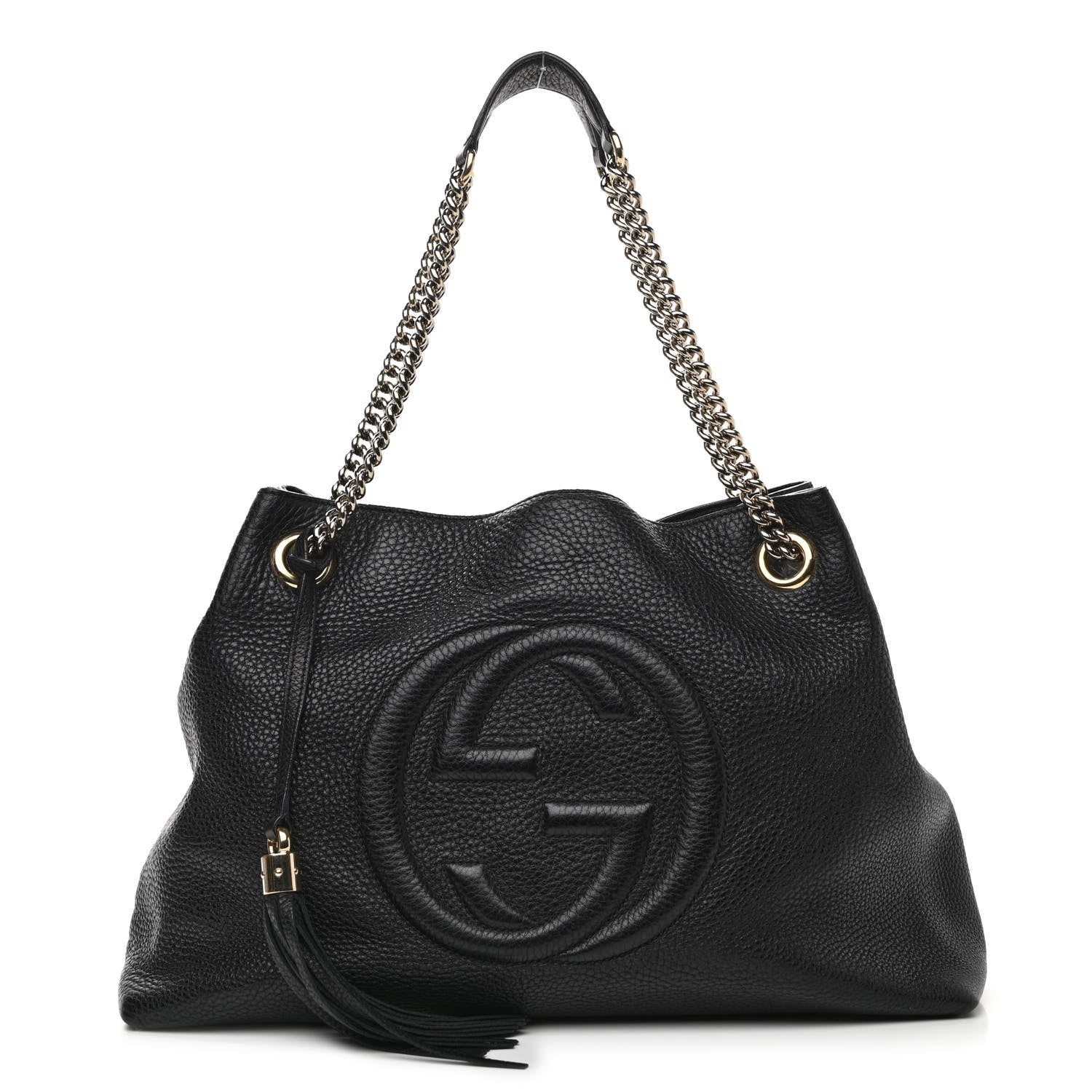 Gucci Pebbled Calfskin Medium Soho Chain Shoulder Bag Black 1 of 11