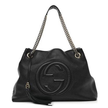 Gucci Pebbled Calfskin Medium Soho Chain Shoulder Bag Black 1 of 11