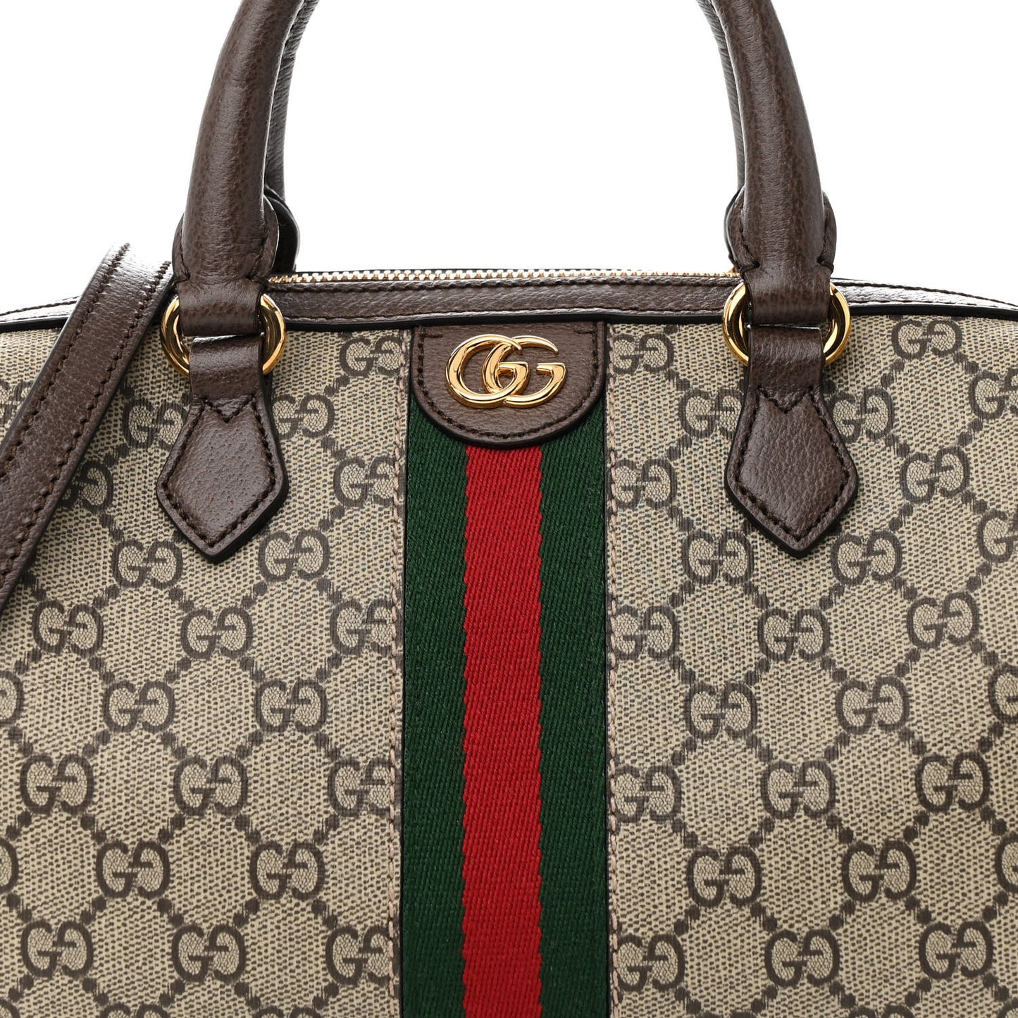 GG Supreme Monogram Web Small Ophidia Top Handle Bag Beige Ebony