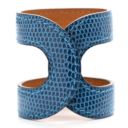 Hermes Lizard Ano Cuff Bleu Petrole 3 of 6