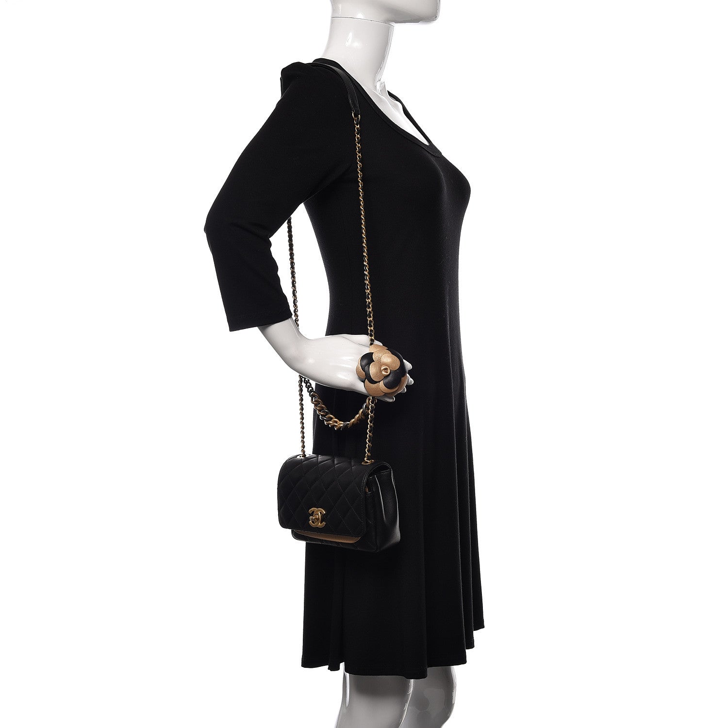 Chanel Lambskin Quilted Small Camellia Flower Flap Black 2 of 11