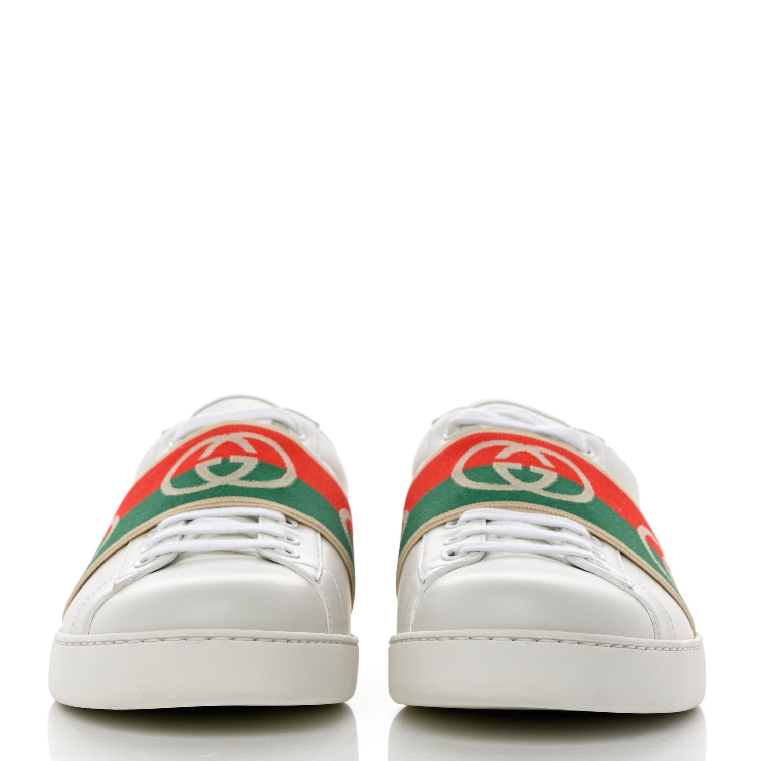 Gucci Calfskin Web Interlocking G Mens Ace Sneakers 11 White 2 of 10