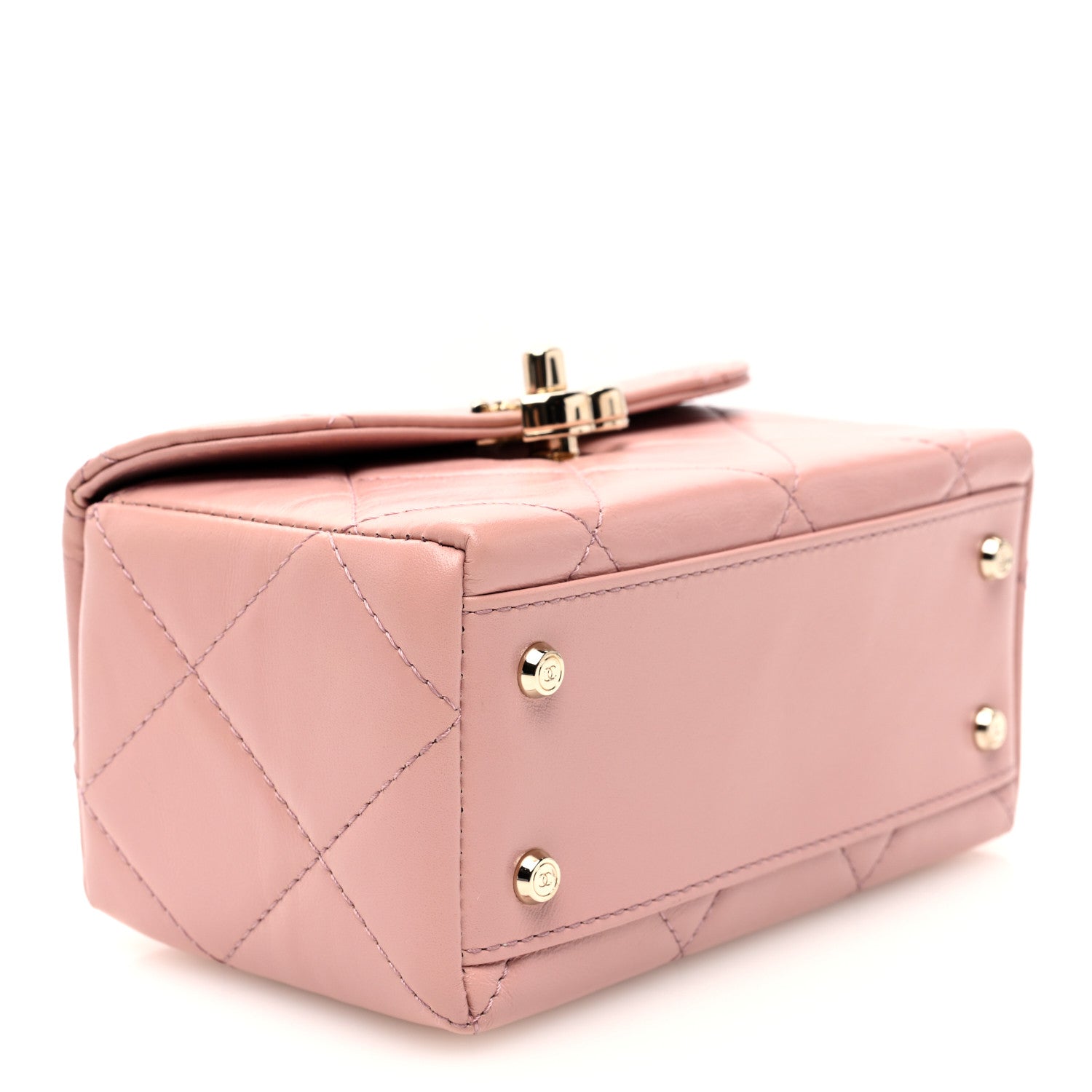 Chanel Shiny Calfskin Quilted CC Handle Vanity Flap Bag Pink 4 of 11