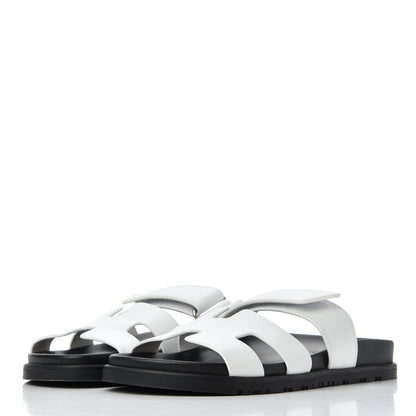 Hermes Calfskin Womens Chypre Sandals 38 White 3 of 11