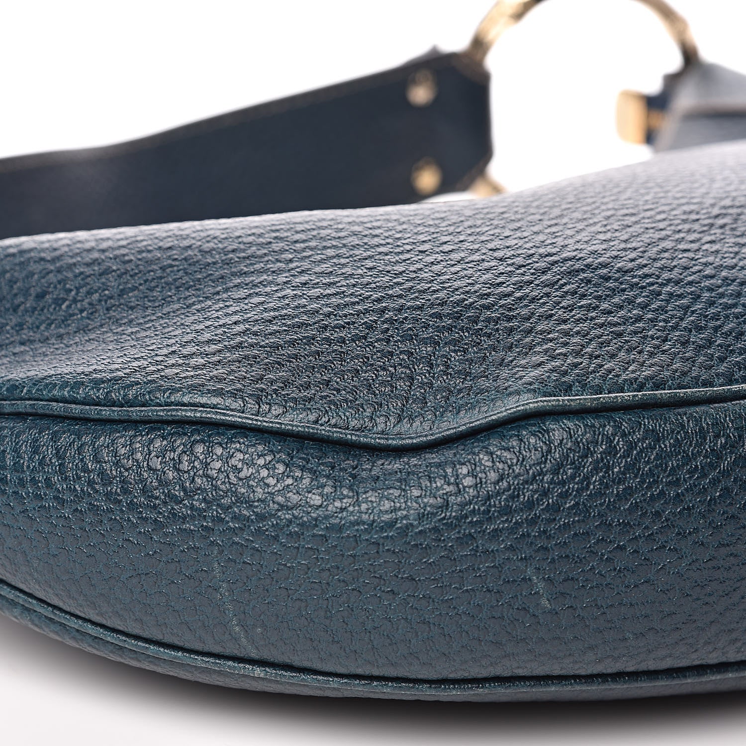 Gucci Calfskin Half Moon Bamboo Ring Hobo Blue 8 of 14