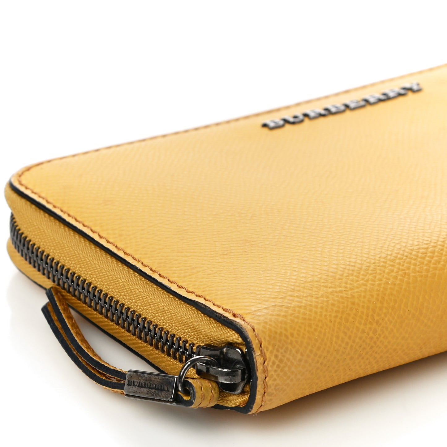 Grainy Calfskin Zip Around Wallet Yellow