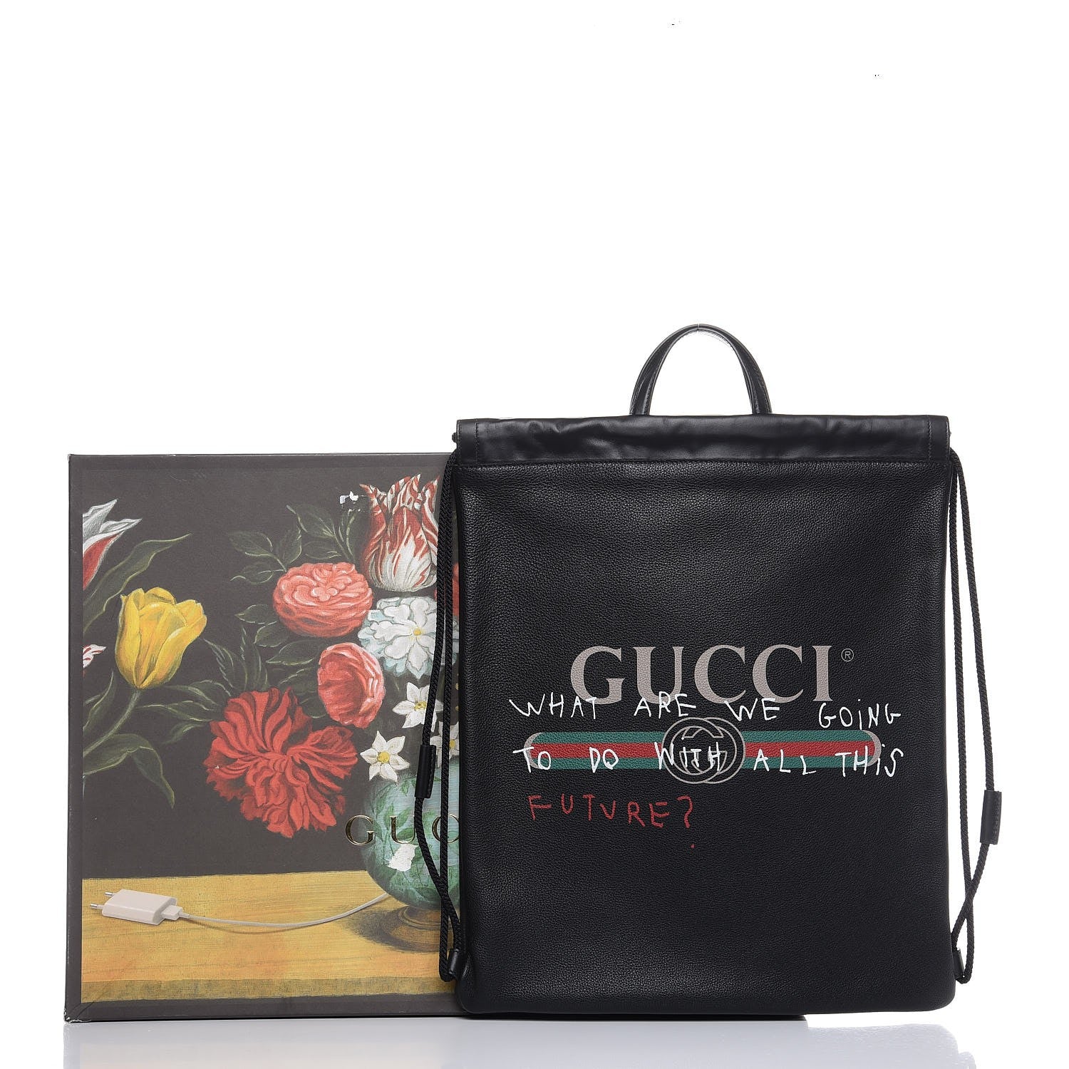 Gucci Calfskin Coco Capitan Logo Drawstring Backpack Black 9 of 9