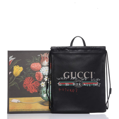 Gucci Calfskin Coco Capitan Logo Drawstring Backpack Black 9 of 9