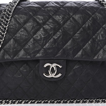 Chanel Washed Lambskin Quilted Maxi Chain Around Flap Black 7 of 11