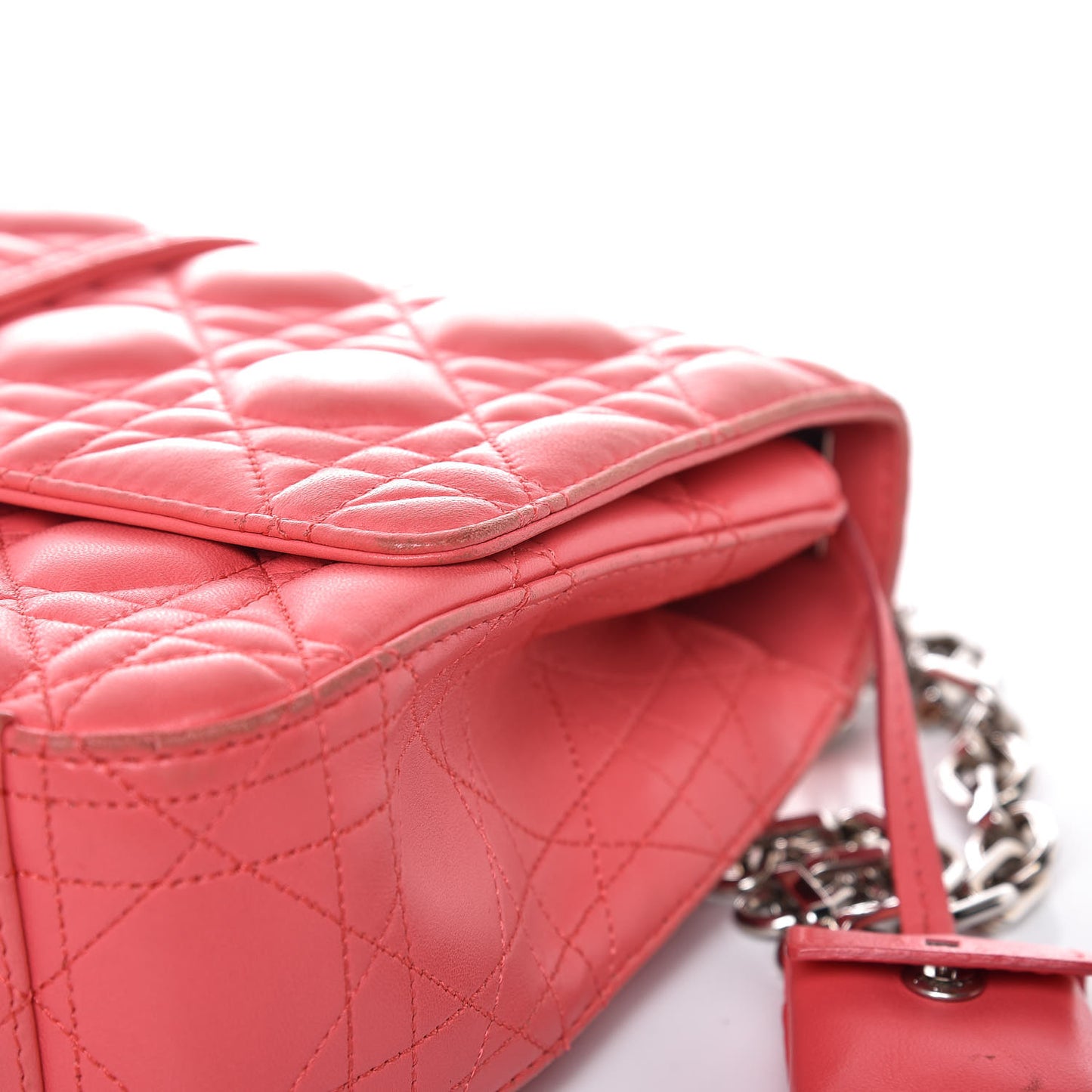 Lambskin Cannage Medium Miss Dior Flap Coral