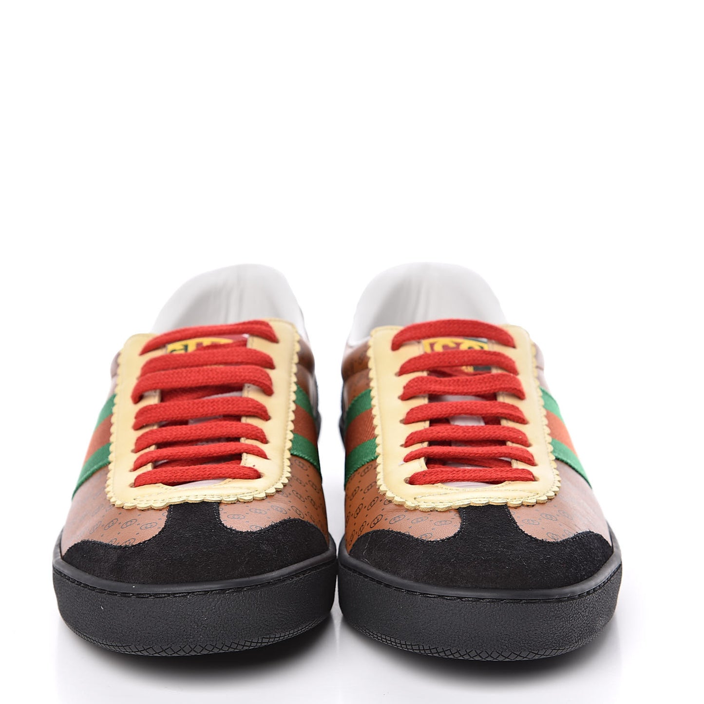 X DAPPER DAN Calfskin Suede GG Micro Monogram Womens G74 Sneakers 39.5 Black Cuir Burro