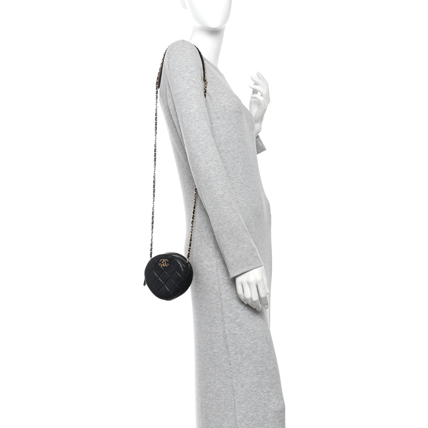 Chanel Goatskin Quilted Chanel 19 Round Clutch With Chain Black 2 of 10
