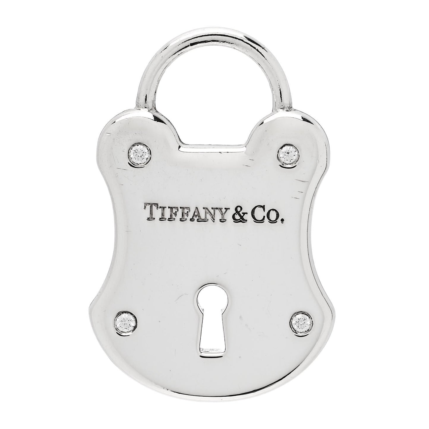 Sterling Silver Diamond Emblem Lock Pendant