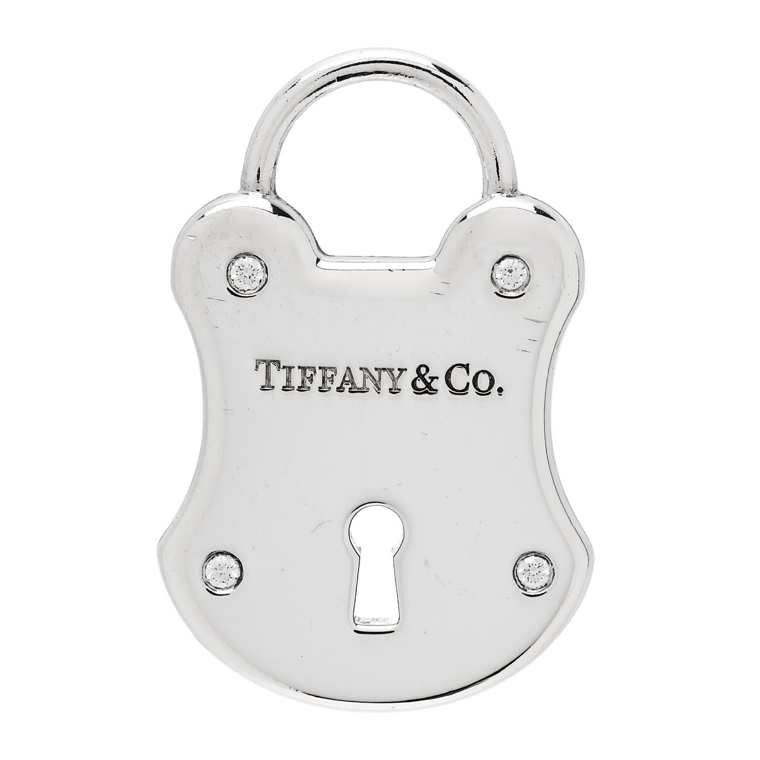 Tiffany Sterling Silver Diamond Emblem Lock Pendant 1 of 5