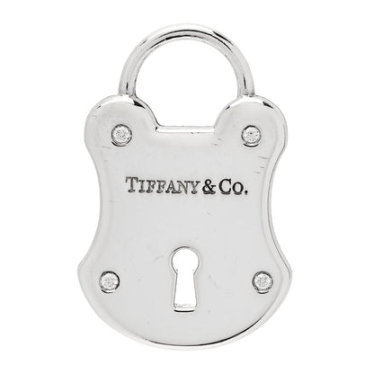 Tiffany Sterling Silver Diamond Emblem Lock Pendant 1 of 5