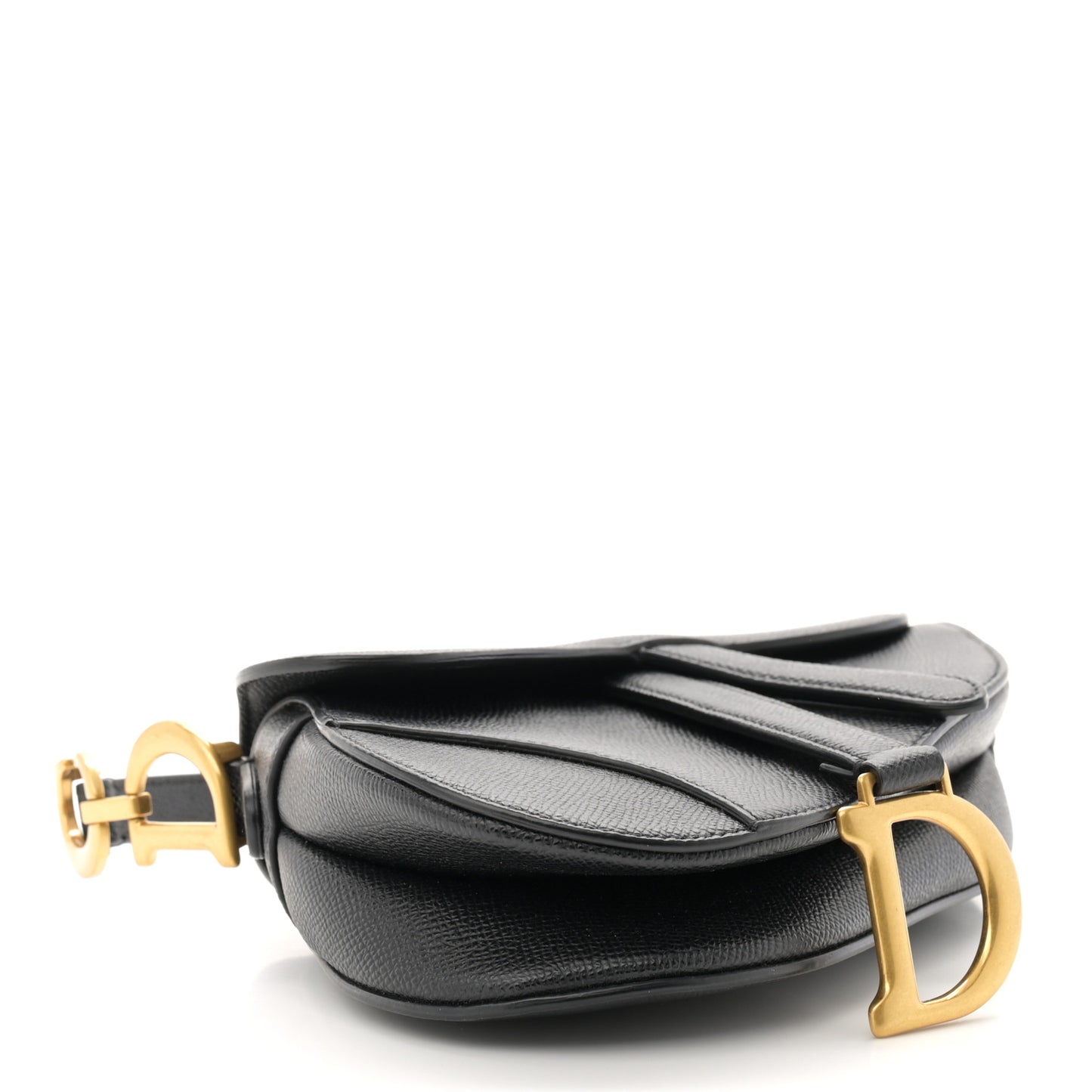 Grained Calfskin Mini Saddle Bag Black