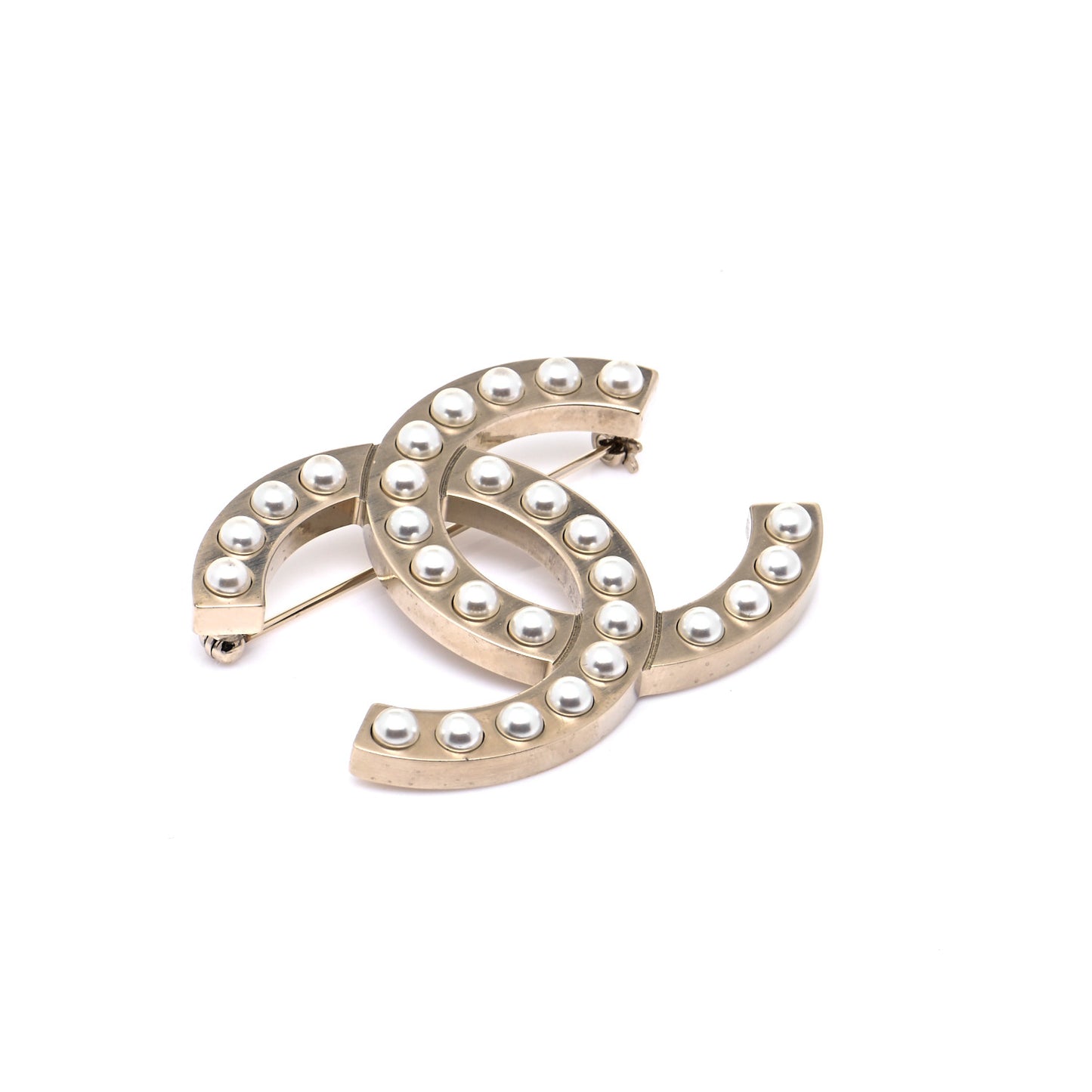 Pearl CC Brooch Gold