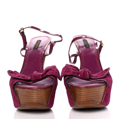 Louis Vuitton Suede Wooden Platform Sandals 41 2 of 9