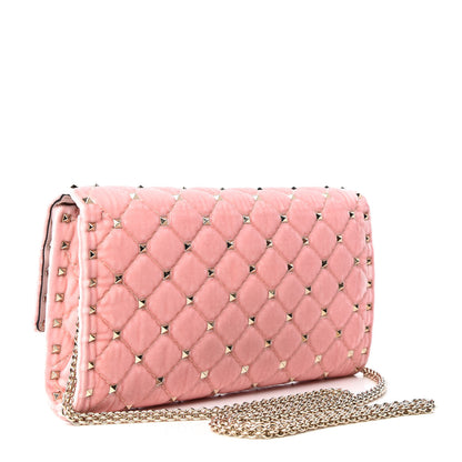 Valentino Garavani Velvet Rockstud Spike Wallet on Chain Water Rose 3 of 8