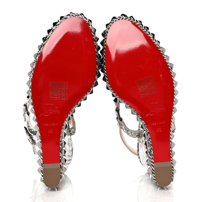 Christian Louboutin Watersnake Print Cataclou 120 Wedge Sandals 40 Roccia Gun Metal 5 of 8