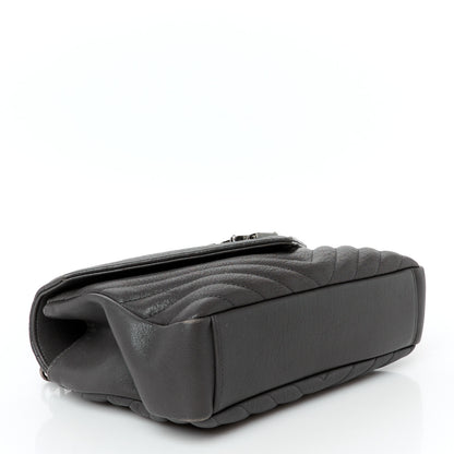 Saint Laurent Sheepskin Matelasse Chevron Monogram Medium College Bag Asphalt 4 of 11