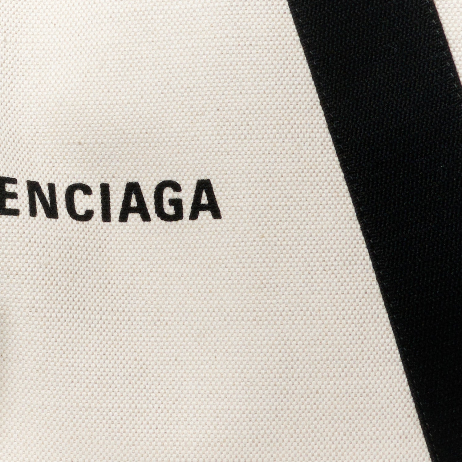 Balenciaga Cotton Canvas Satin Calfskin M Navy Cabas Natural Black 10 of 12