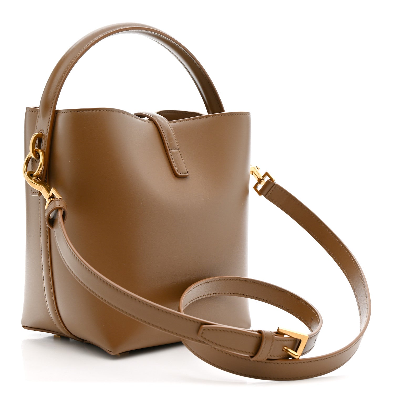 Saint Laurent Shiny Calfskin Le 37 Small Bucket Bag Dark Cork 3 of 12