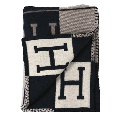Hermes Wool Cashmere Avalon III Blanket Ecru Black 2 of 3