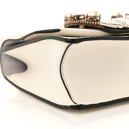 Miu Miu Goatskin Madras Soft Calf Crystal Embellished Shoulder Bag Bianco 8 of 11