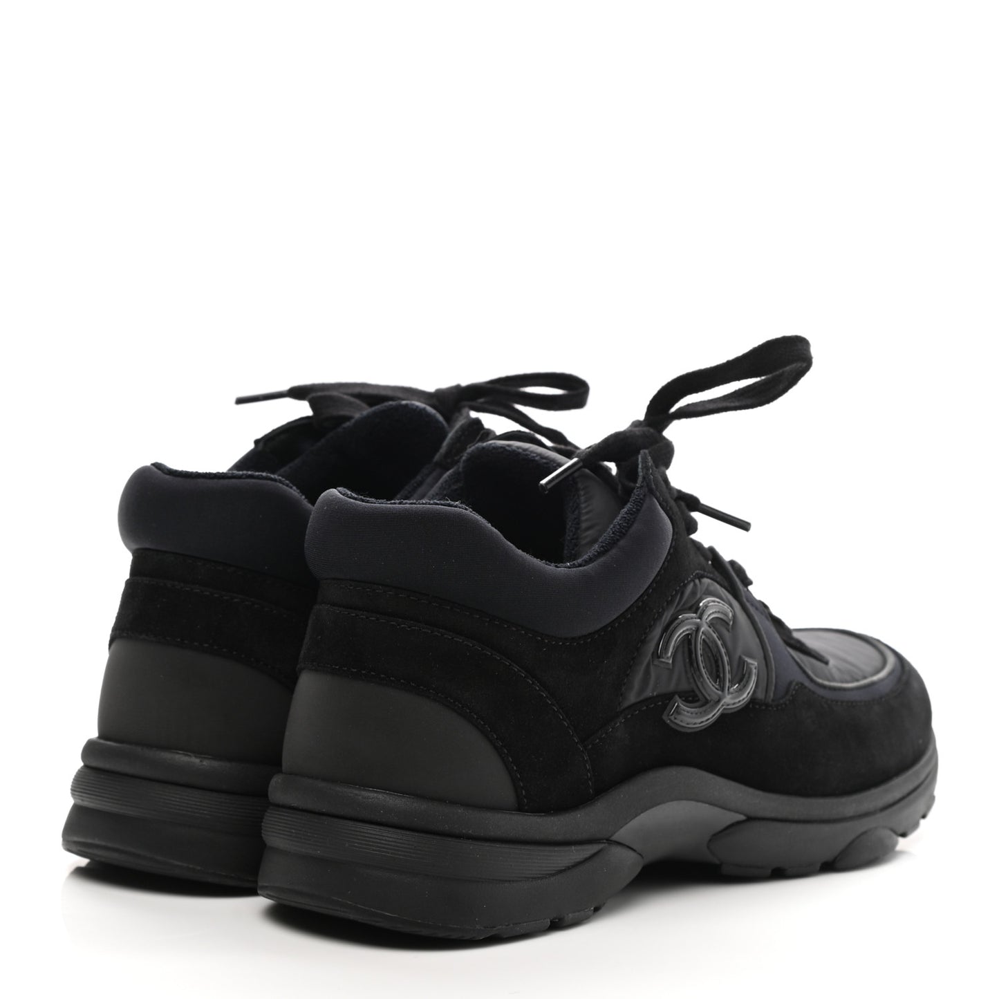 Nylon Calfskin Suede Calfskin CC Sneakers 36.5 Black