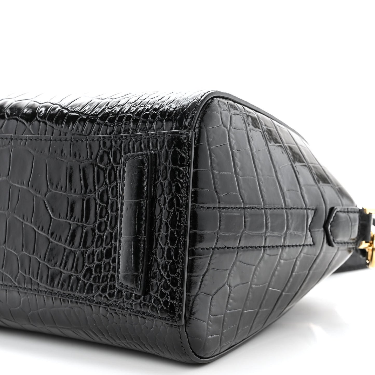 Calfskin Crocodile Embossed Mini Antigona Black