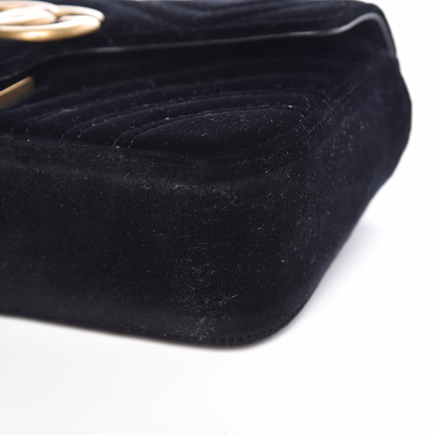 Velvet Matelasse Mini GG Marmont Shoulder Bag Black