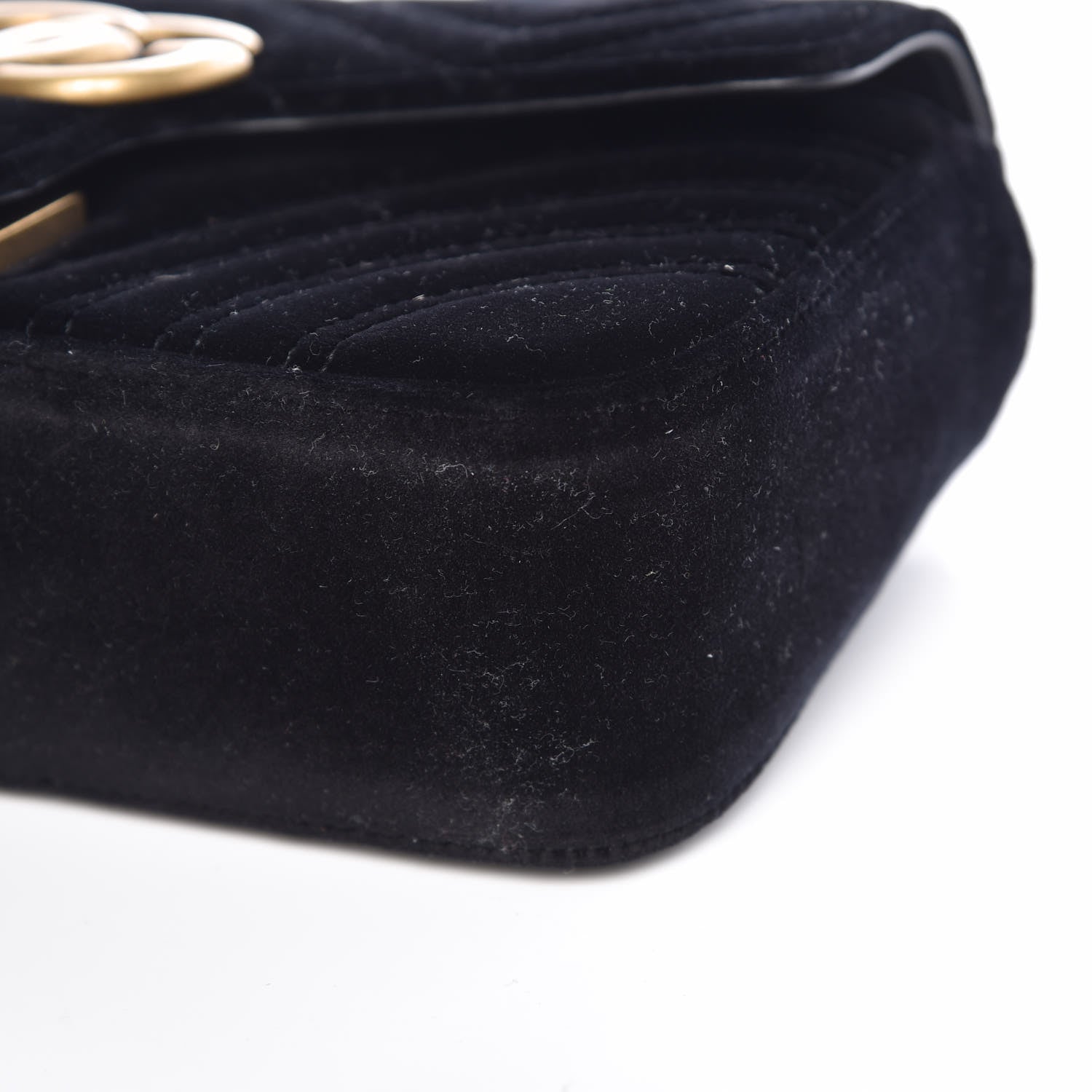Gucci Velvet Matelasse Mini GG Marmont Shoulder Bag Black 8 of 9