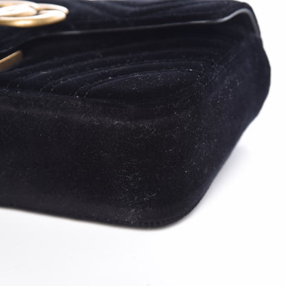 Gucci Velvet Matelasse Mini GG Marmont Shoulder Bag Black 8 of 9