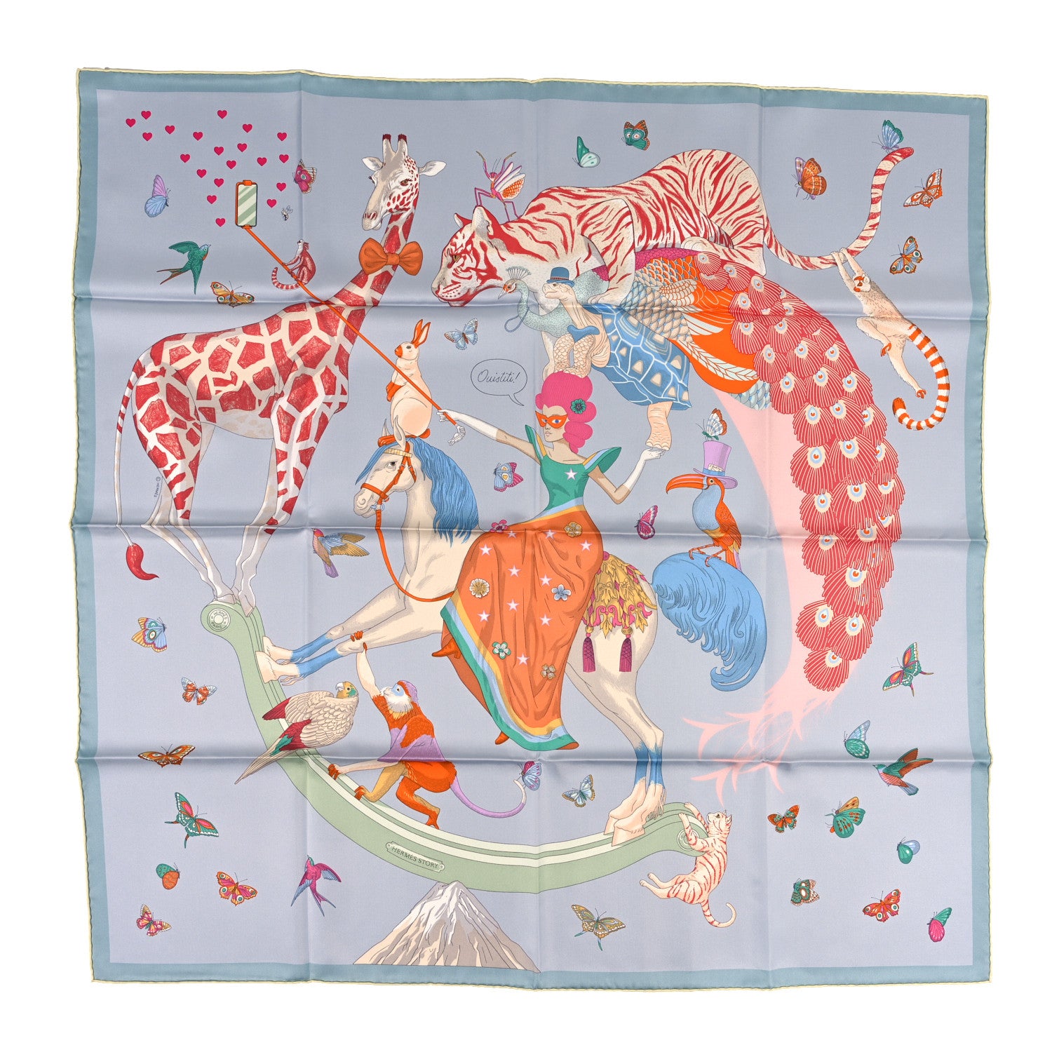 Hermes Silk Story 90 Scarf Bleu Glacier Rose Multicolor 1 of 3