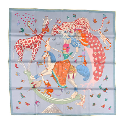 Hermes Silk Story 90 Scarf Bleu Glacier Rose Multicolor 1 of 3