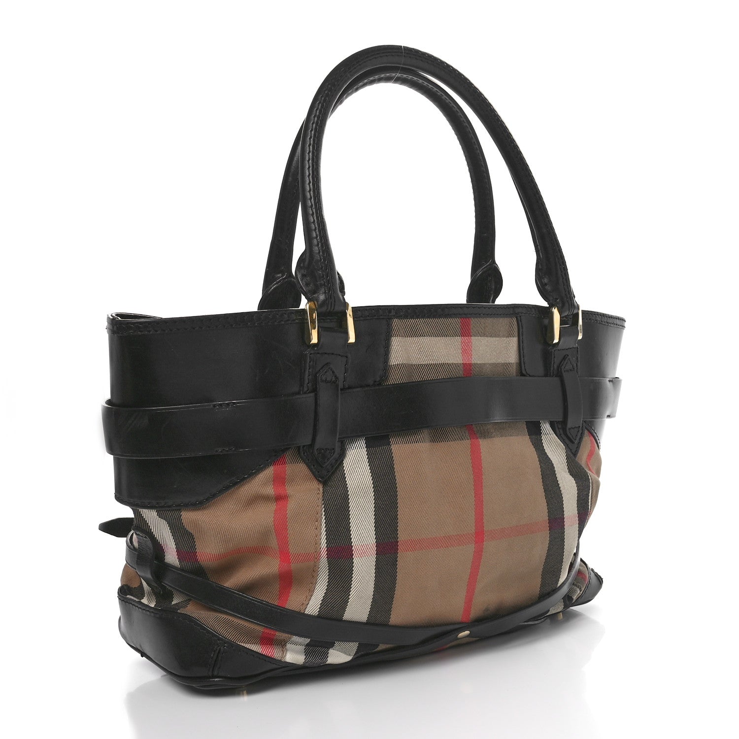 Burberry House Check Bridle Calfskin Medium Lynher Tote Black 3 of 10
