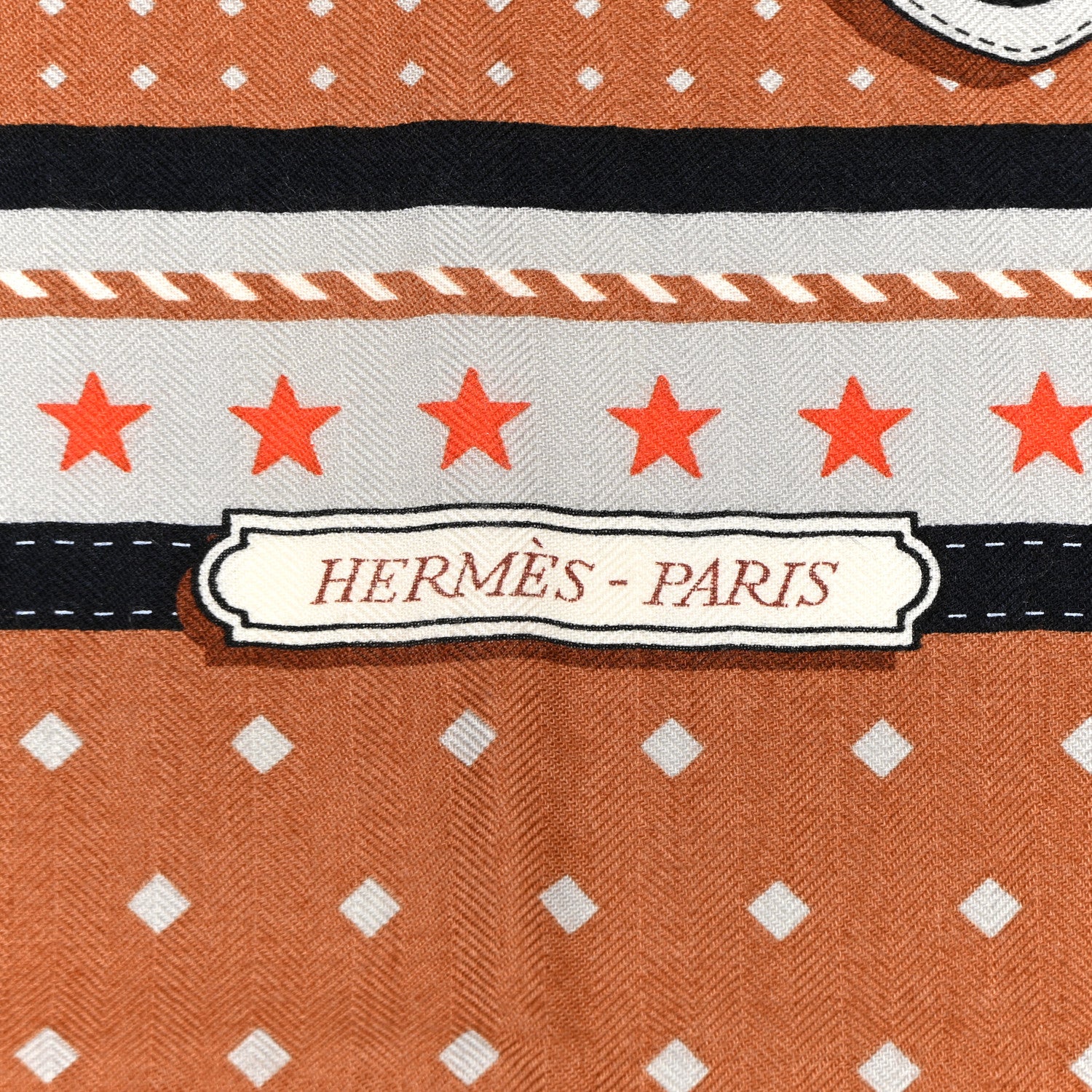 Hermes Cashmere Silk Harnais De Cour Shawl 140 Noisette Gris Perle 2 of 4