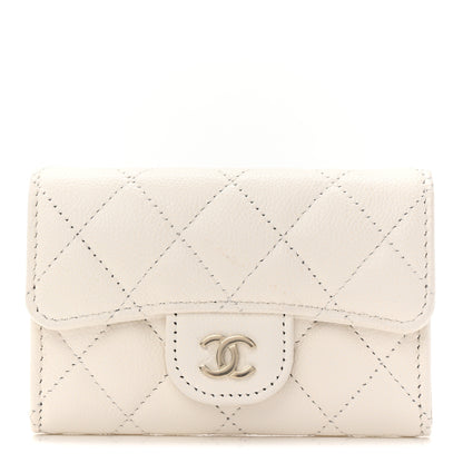 Chanel Caviar Quilted Flap Card Holder Wallet White 1 of 8