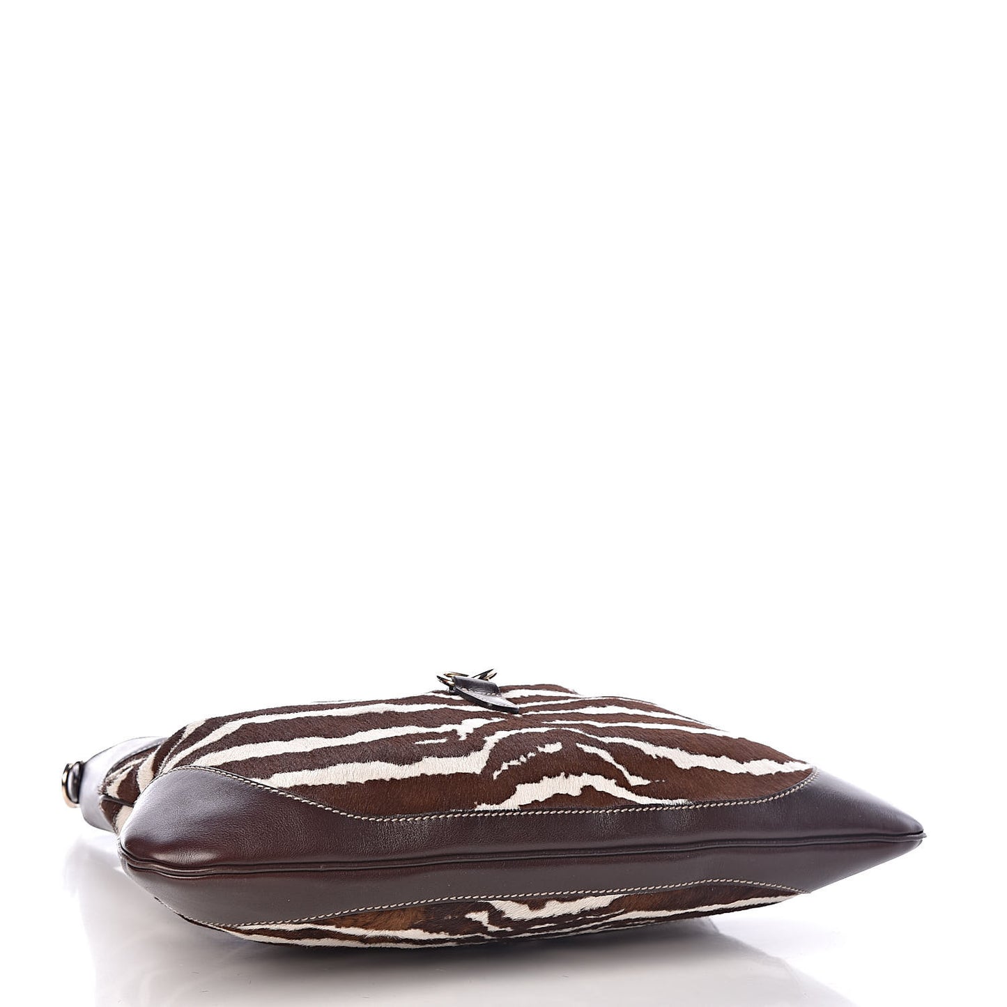 Calf Hair Zebra Print Medium Jackie O Bouvier Hobo Brown