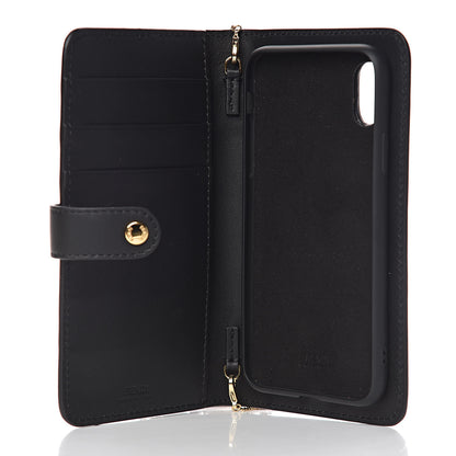 Fendi Vitello Century Glazed Fabric FF 1974 Baguette IPhone X Crossbody Black Mogano Panna 5 of 9