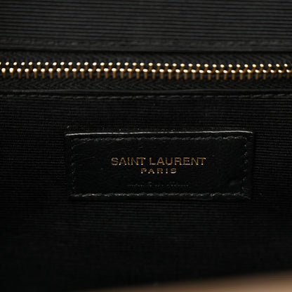 Saint Laurent Grain De Poudre Mixed Matelasse Large Triquilt Monogram Satchel Dark Beige 6 of 10