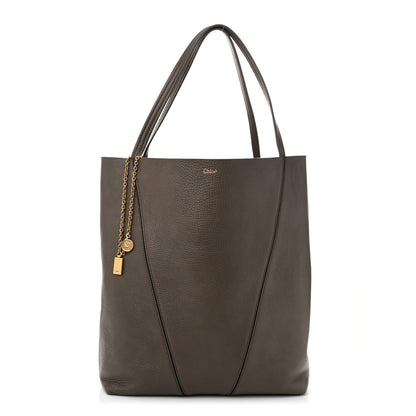 Chloe Grained Calfskin Large Spin Tote Flannel Grey 1 of 10