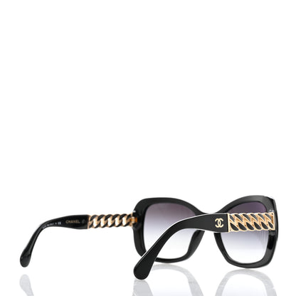 Chanel Acetate Metal Chain Square Sunglasses 5305 Black 4 of 9