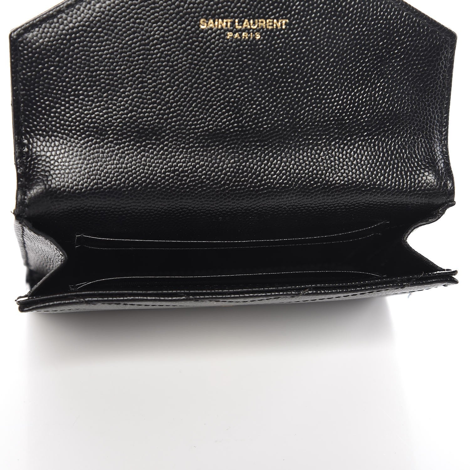 Saint Laurent Grain De Poudre Matelasse Chevron Small Monogram Envelope Wallet Black 5 of 8
